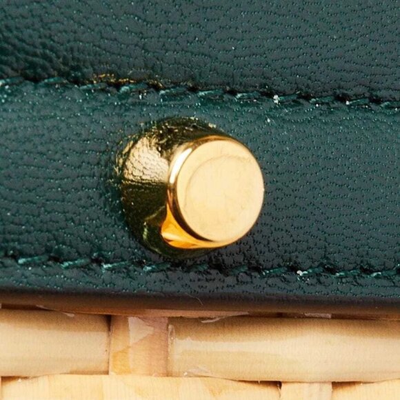Gucci Green Leather/Wicker Sylvie Small Top Handle Bag - Picture 9 of 11